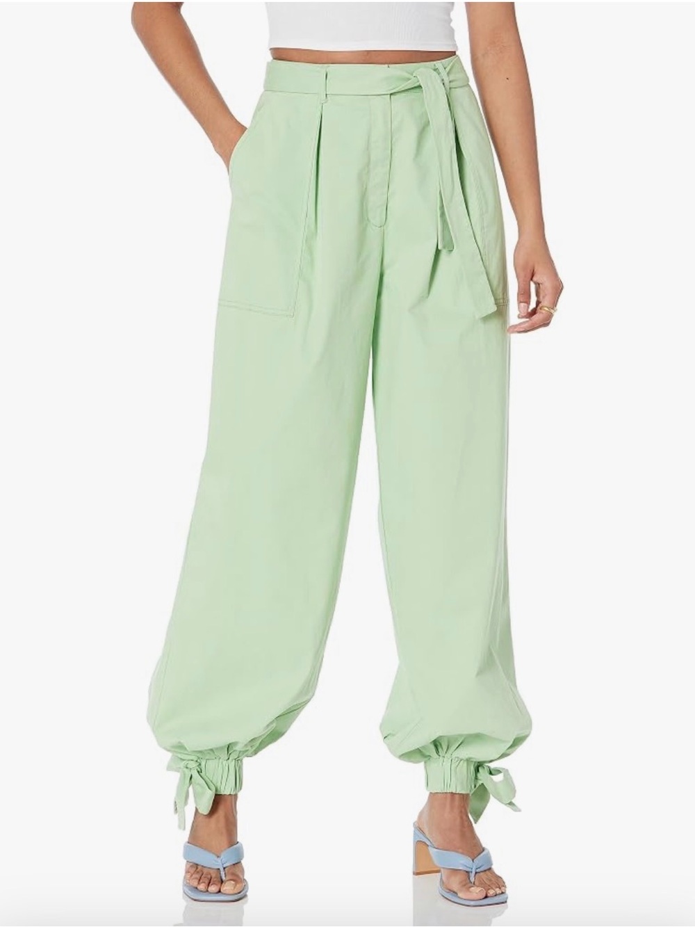 The Drop x @Jalisaevaughn Collab Green Ankle Tie Wide Leg Balloon Pants XL NWT - Picture 1 of 10